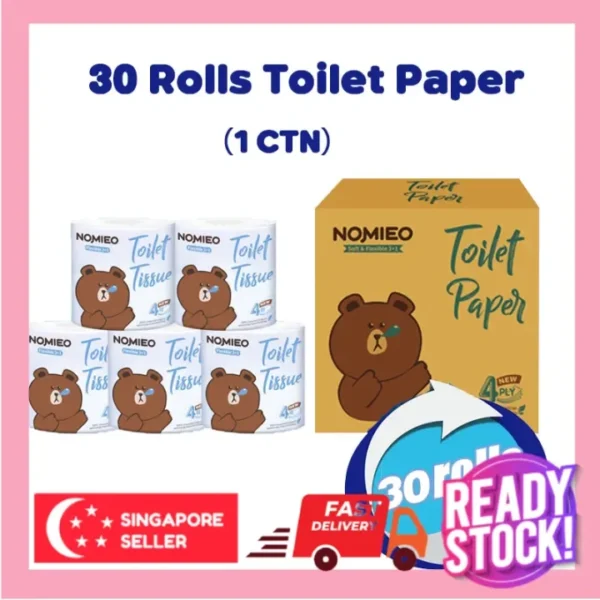 2025 SG Singapore Fast Delivery[Carton Deal] NEW NOMIEO Toilet Paper Rolls lembut 200 lembaran * 4Ply