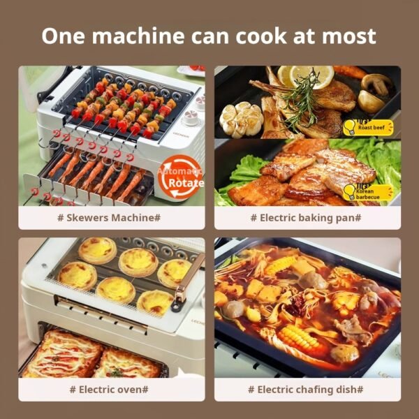 🔥 Lechuan multifunctional electric grill | Automatic rotating grill + hot pot and grill all-in-one design, a good helper for family gatherings!
