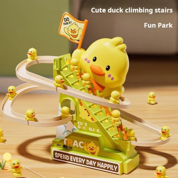 【Singapore Fast Delivery】"Baby Climbing Duck Toy – Electric Stair-Climbing Track Toy with Slide, Educational Toy for 1-Year-Old Boys and Girls"