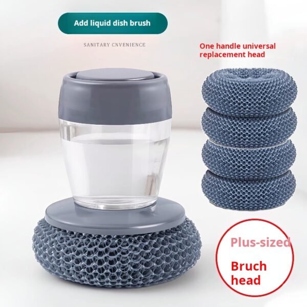 【Singapore Fast Delivery】Magic Pot Brush – Automatic Liquid Dispensing Dish Brush for Kitchen Use, Effortless Press Design, Non-Scratch Cleaning Brush for Pots and Pans