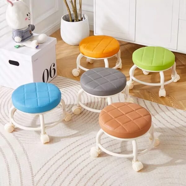 【Singapore Fast Delivery】"Swivel Low Stool with Wheels – Home Use Trending Stool, Multi-Purpose Rolling Stool for Kids, Parenting Aid, Grouting Seat, Round Stool with Universal Casters"